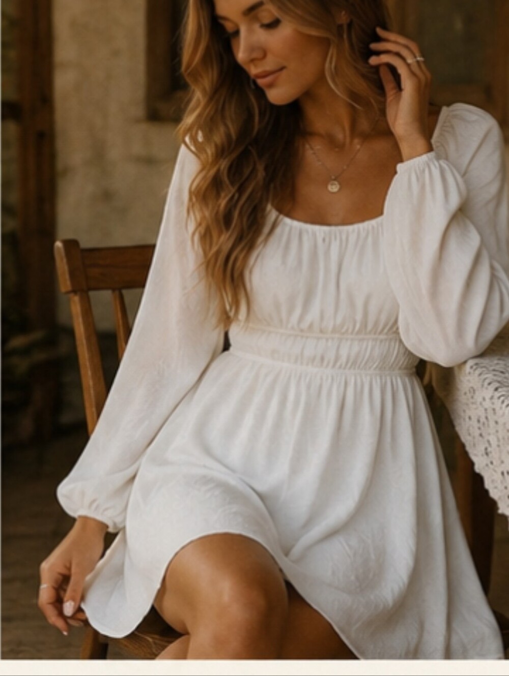 Altar’d State Peasant Mini Dress Long Sleeve Romantic Boho Size M